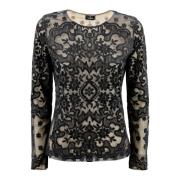 Fløyel Blomster Jacquard Crew Neck Top