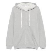 Slogan-Print Hoodie med fransk terry-fôr