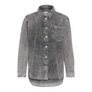 Boxy Skjorte Medium Grey Retro Wash