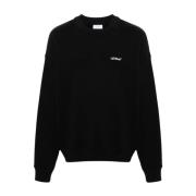 Svart Crew Neck Genser Bomull Jersey