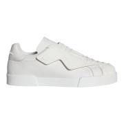 Hvite Skinn Slip On Sneakers