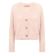 Rosa Lurex Cardigan Ull V-Hals Dame