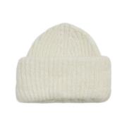 Ribbestrikket Beanie - Egret