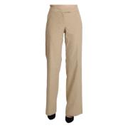 Beige High Waist Wide Leg Bukser