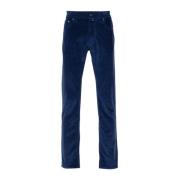 Slim Fit Marineblå Corduroy Jeans