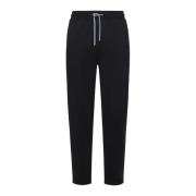 Sorte Sweatpants Elastisk Midje Rett Ben