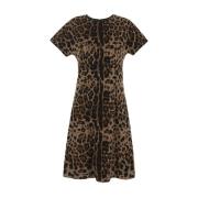 Leopard Print Midi Kjole