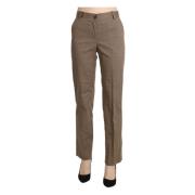 Elegant Straight Pants med høy midje i Brun