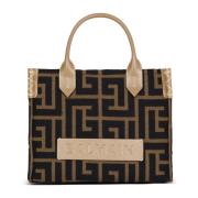 Liten B-Army tote bag i jacquardstoff med et PB Labyrinth monogram