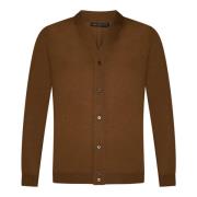 Brun Merinoull V-hals Cardigan