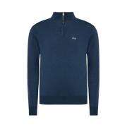 Blå Akryl Half-Zip Genser med Logo