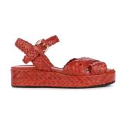 Cognac Flettet Skinn Sandal