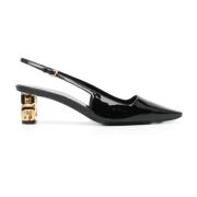 Svart Patent Skinn Slingback Hæler