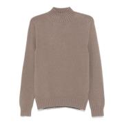 Brun Kasjmir Ullgenser Ribbet Jumper