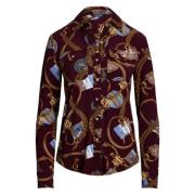 Burgunder Lauren By Ralph Lauren Burgunder Print Stretch Jersey Shirt ...