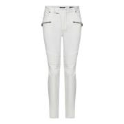 Hvite Slim Fit Biker Jeans