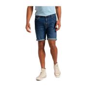 Flex Denim Shorts Blå Ensfarget