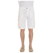 Hvit Lin Bermuda Shorts Komfort