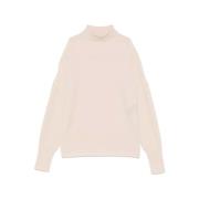 Kremhvit Strikket Turtleneck Sweater