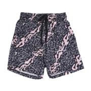 Leopardmønstret Shorts Rosa/Grå