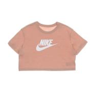 Ikonisk Crop Tee i Rose Whisper/Hvit