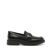 Sort skinn Loafer Flats