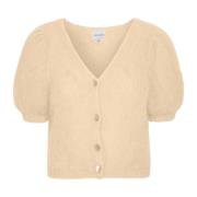 V-hals Kort Cardigan Mandel