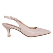 Nude skinn slingback pumpe