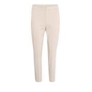 Beige Flat Pant med elastisk midje