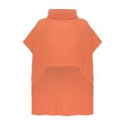 Elegant Ermeløs Poncho Burnt Orange