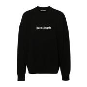 Svart Logo Print Crew Neck Sweater