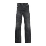 Casual Straight Svart Bomull Jeans