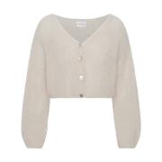 Mohair Cropped Cardigan Beige