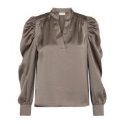 Elegant Sateen Bluse Warm Grey