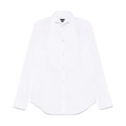 Hvit Button-Up Skjorte Wingtip Krage