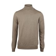 Beige Merino Wool Roll Neck Sweater