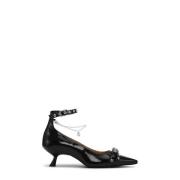 Svart Eyelets Jewel Kitten Heel Pump