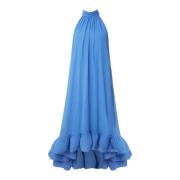 Ruffled Maxi Kjole - Azure Blå