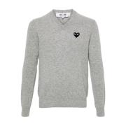 Grått Hjerte Patch Pullover Genser