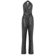 Glitrende Halterneck Jumpsuit - Svart/Metallic