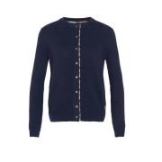 Blå Crewneck Genser med Tartan Trim