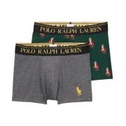 Stretch Cotton Trunk 2PK Boksere - Charcoal & Green