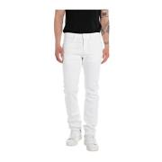 Hvit Straight Fit Stilige Jeans