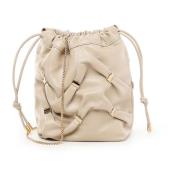 Beige Bucket Bag med Snøring Lukking