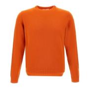 Oransje Ull Kashmir Crew Neck Genser