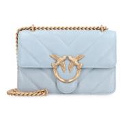 Quiltet skinn mini crossbody veske med Love Birds spenne