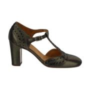 Jern Metallisert Skinn T-Strap Pumps