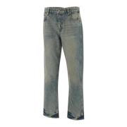 Blå Bomull Denim Straight Fit Jeans