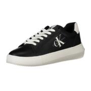 Sporty Svarte Sneakers med Kontrastdetaljer