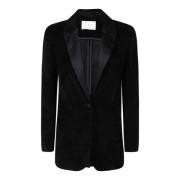 Svart Fløyel Shawl Revers Blazer